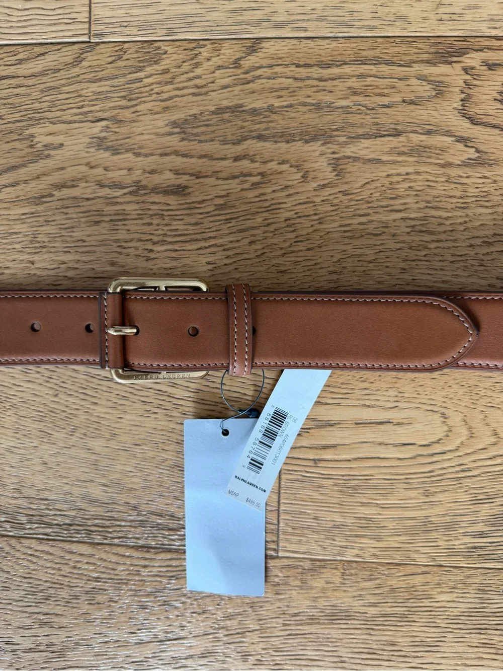 Ralph Lauren Purple Label Stitched Leather Belt Western Gold Luxury Italy 38 XL